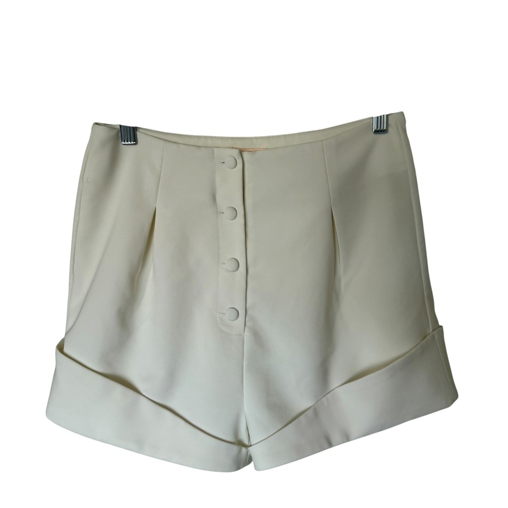 Camila Coelho Shorts Women Medium Ivory Excellent High Waist Button Front Cuffed